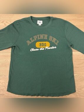 BDG Green Alpine Ski Graphic Tee with Yellow Accent